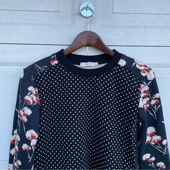 Tory Burch Women’s sweatshirt Black Floral Polka Dot Small - Picture 5 of 9